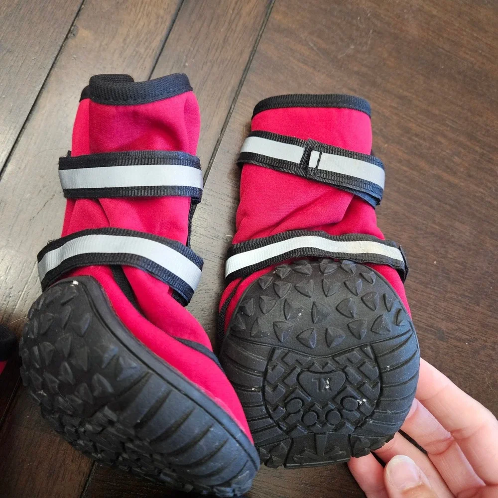 Pssopp Dog Boots‎ Red Reflective Anti Slip Hiking Shoes Set of 4 Size XL